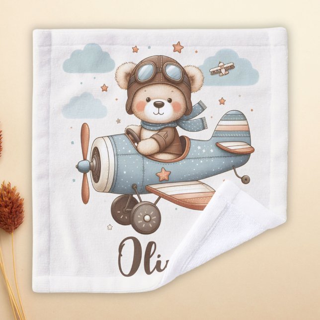 Toalha De Rosto Ursa Teddy Piloto Personalizada (Criador carregado)