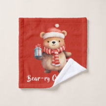 Urso de Aquarelas - Floresta de Natal Animal