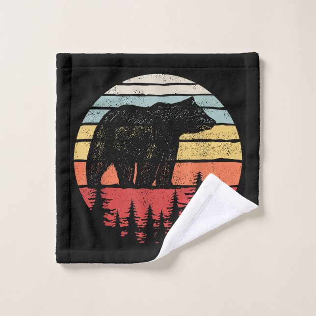 Toalha De Rosto Urso Grizzly Retro da Vintage (Pano de lavar)