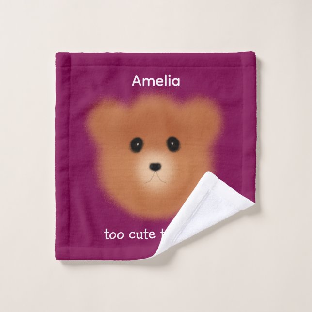 Toalha De Rosto Urso Personalizado Fofo (Pano de lavar)