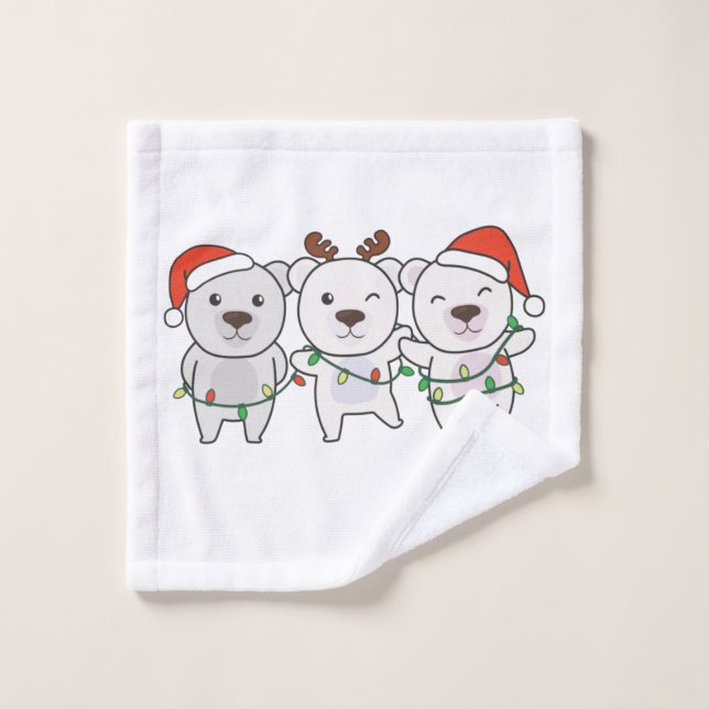 Toalha De Rosto Urso Polar Animais de Natal Curiosos (Pano de lavar)