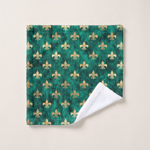 Toalha De Rosto Veludo Verde Grunge Fleur De Lis Mardi Gras