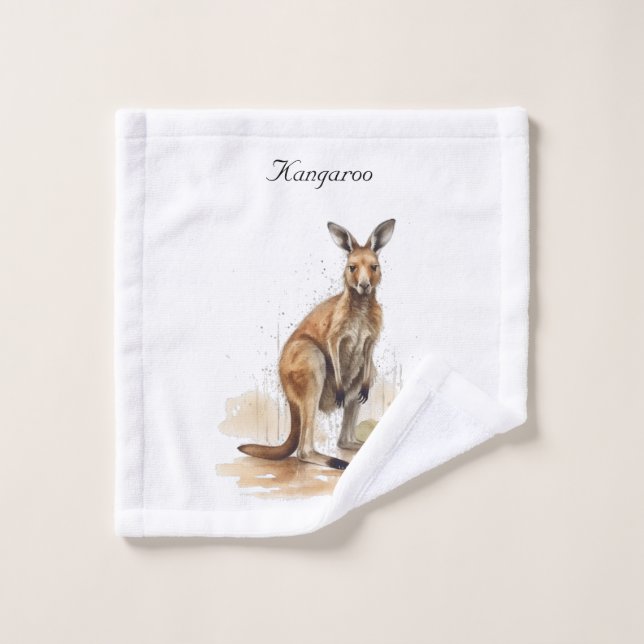 Toalha De Rosto Viajante do Outback: canguru em aquarela personali (Pano de lavar)