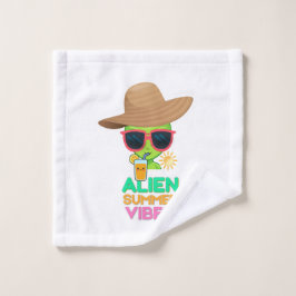 Toalha De Rosto Vibrações de Verão de Praia com Alien Retro