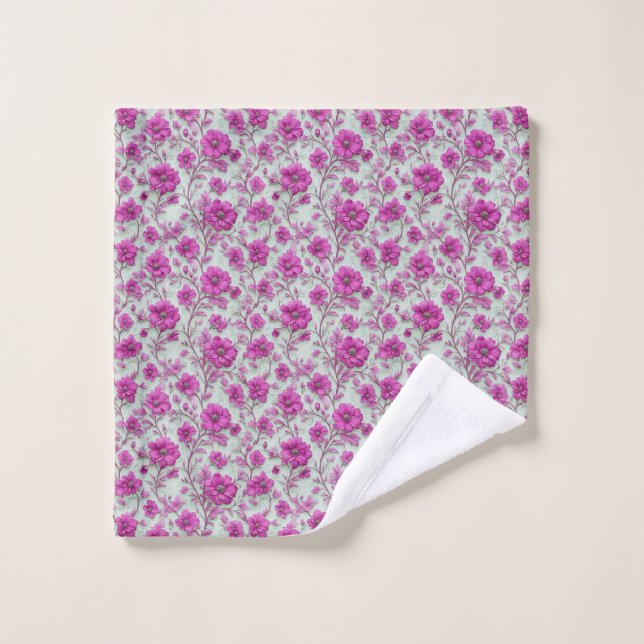 Toalha De Rosto Vibrant Pink Floral Pattern With Magenta Flowers (Pano de lavar)