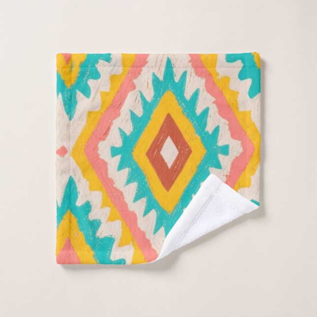 Toalha De Rosto Vibrant Tribe, Bold Geometric Boho Pattern (Pano de lavar)