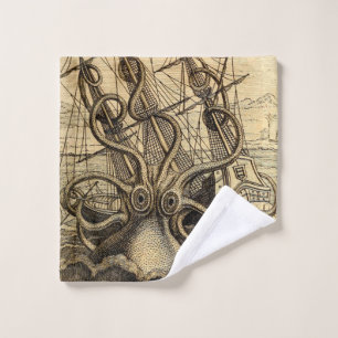 Toalha De Rosto Vintage Kraken Impressão