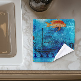 Toalha De Rosto Vintage Mar Azul Profundo Marítimo