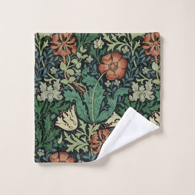 Toalha De Rosto William Morris Compton Floral Art Nouveau Pattern (Pano de lavar)