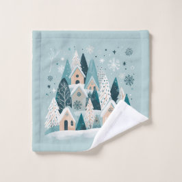 Toalha De Rosto Winter Snowy Village