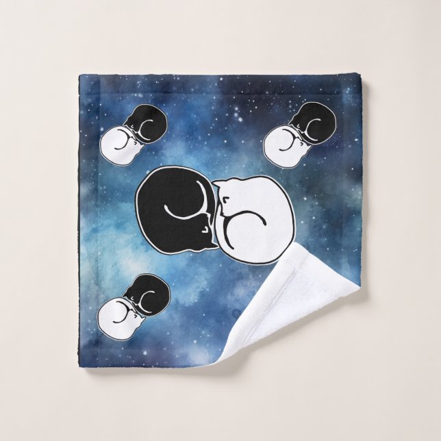 Toalha De Rosto Yin Yang Black and White Cats Kittens Enrolados (Pano de lavar)