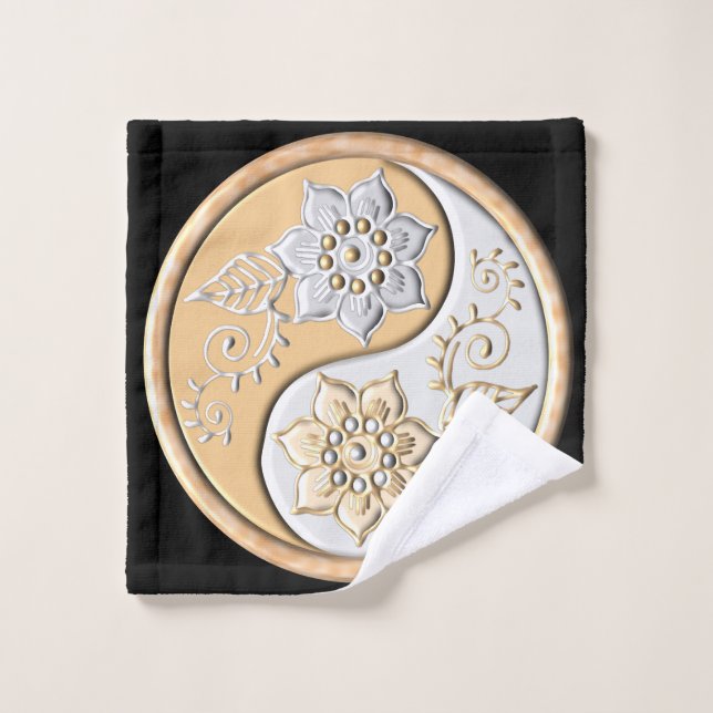 Toalha De Rosto Yin Yang de Ouro e Prata (Pano de lavar)