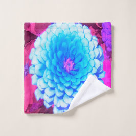 Toalha De Rosto Zinnia Azul bonito no Jardim de Verão Roxo