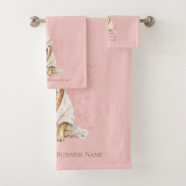 Toalha de Spa Personalizada Pink Blush para Cães B