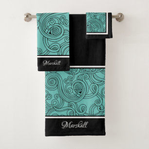 Toalha Design Aqua Preta Preta Banheira Branca