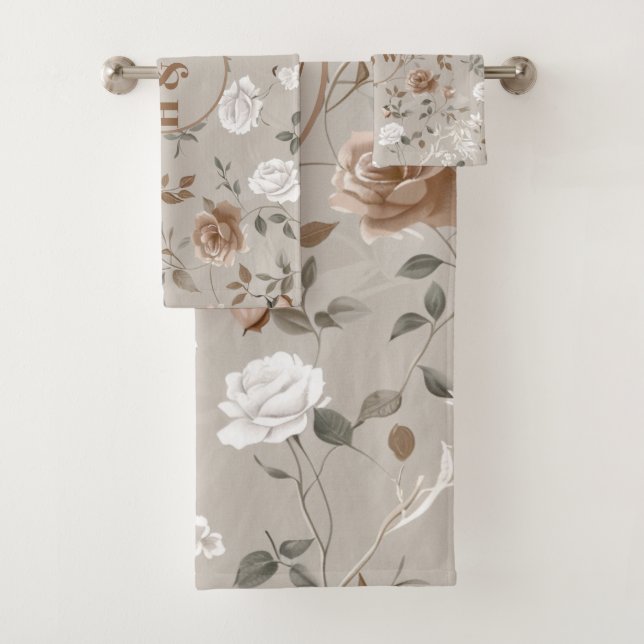 Toalha Elegante de Padrão de Rosa e Vinha (Insitu)