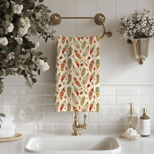 Toalha Étnica com Penas e Flechas para Estilo Boho (Ethnic Towel Feathers and Arrows for Boho Style)