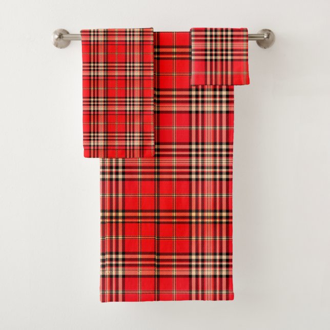 Toalha Festiva Vermelha Tartan Bathroom (Insitu)