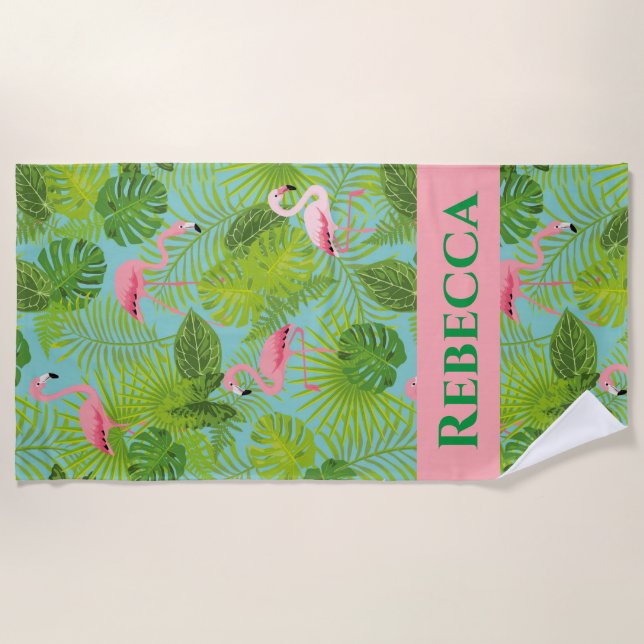 Toalha Flamingo Beach Personalizada (Frente)
