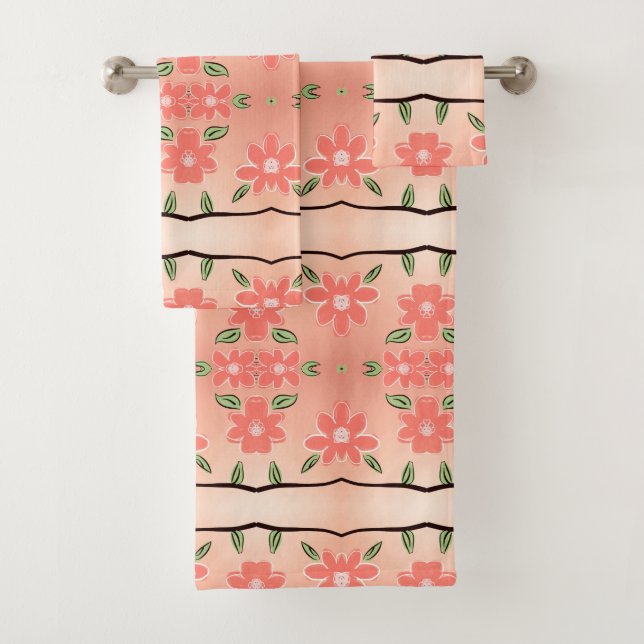 Toalha Floral Preta Pêssego E Tinta (Insitu)