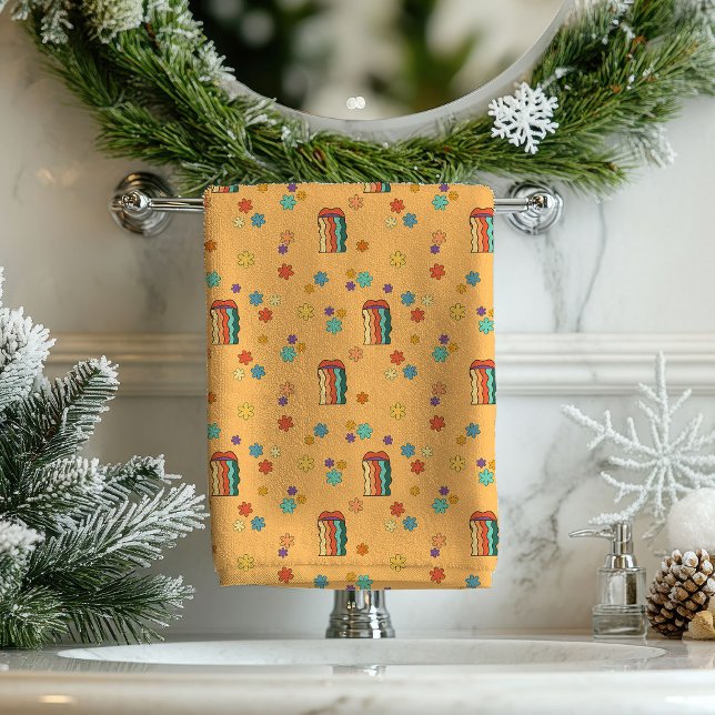 Toalha Funky dos Anos 60 Ecletismo Boho Banho (Funky 60s Towel Eclectic Boho Bath Statement)