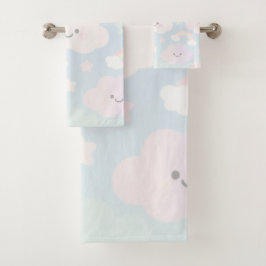 Toalha Kawaii Céu Pastel 