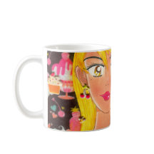 Toalha, menina que ama doces | em uma caneca de