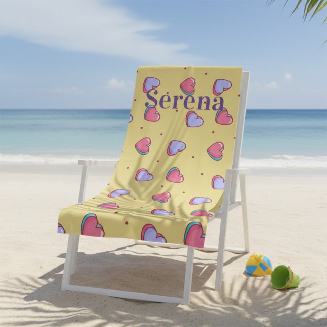 Toalha Monograma, Rosa e Amarelo, do Coração (Criador carregado)