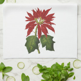 Toalha Natal Antigo, Planta de Inverno Poinsettia Vermelh