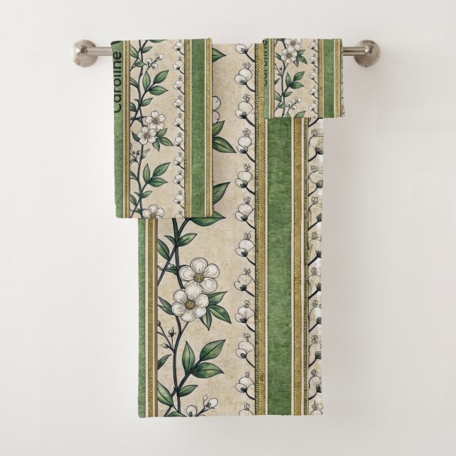 toalha - padrão floral verde - nome pode ser alter (Insitu)