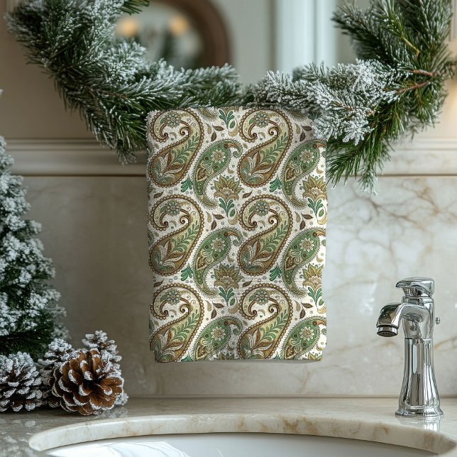 Toalha Paisley Terrosa Presente Boho para Avós (Earthy Paisley Towel Boho Gift for Grandparents)