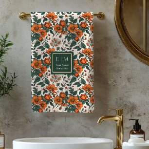 Toalha Personalizada com Nome Floral Pastel Sage O