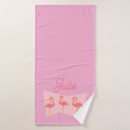Toalha Personalizada de Flamingo Rosa Moderno de M
