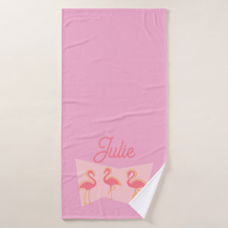 Toalha Personalizada de Flamingo Rosa Moderno de M