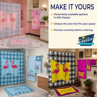 Toalha Personalizada de Flamingo Rosa Moderno de M