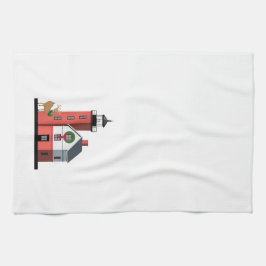 Toalha redonda do Natal do farol da ilha