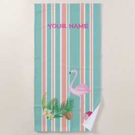 Toalha Tropical Flamingo Beach Personalizada