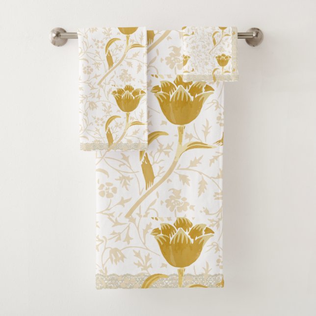 Toalha Tulipa Dourada Vintage William Morris (Insitu)