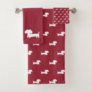Toalha Vermelha Dachshund Bath Junta Pasta Lave M