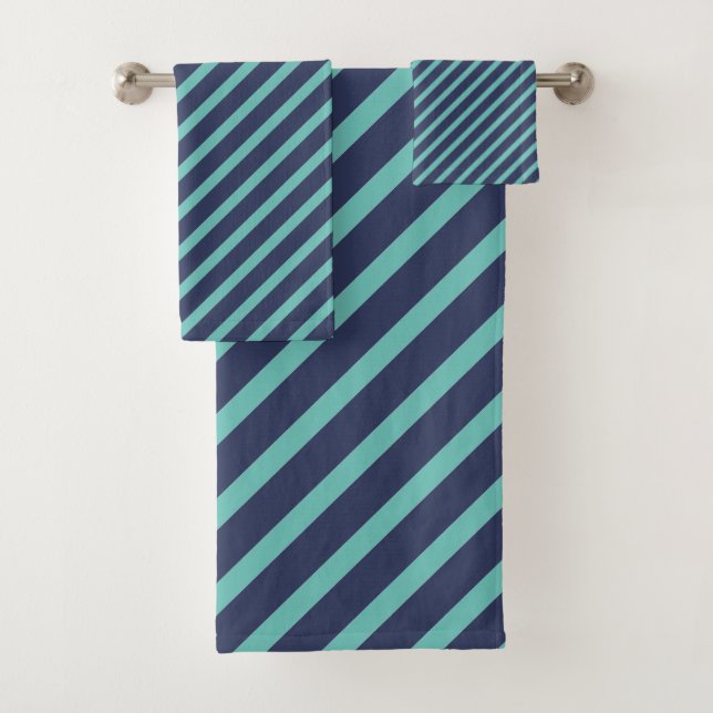 TOALHAS AQUA STRIPE BATHROOM MARINHO CLÁSSICO CONJUNTO DE  (Insitu)