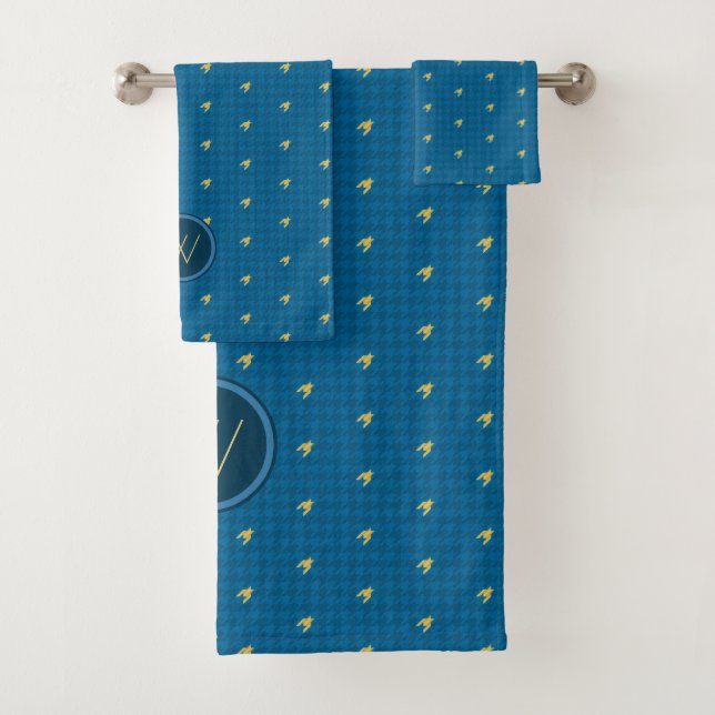 Toalhas Azul com Dourado Ênfase Conjunto de Torneiras Houn (Insitu)