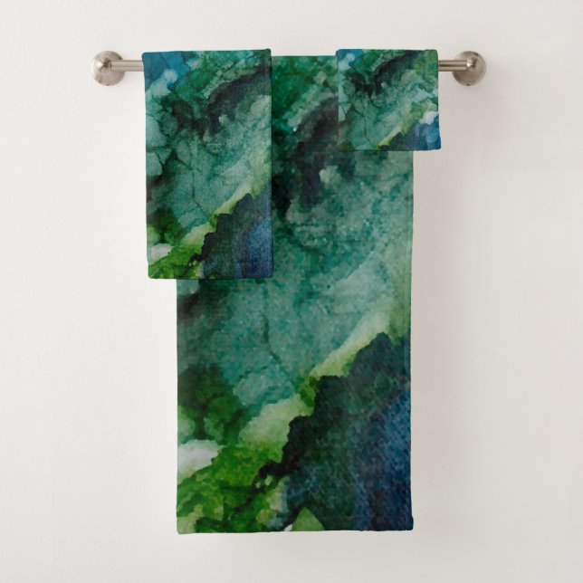 Toalhas Belo Conjunto de Bandejas de Ondas Verdes Azuis (Insitu)