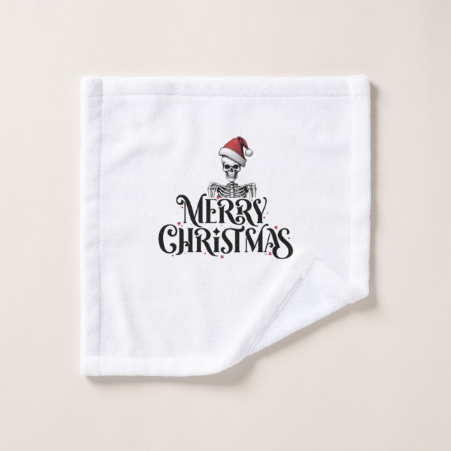 Toalhas Caveira Gótica Branca de Natal Feliz Conjunto de T (Pano de lavar)