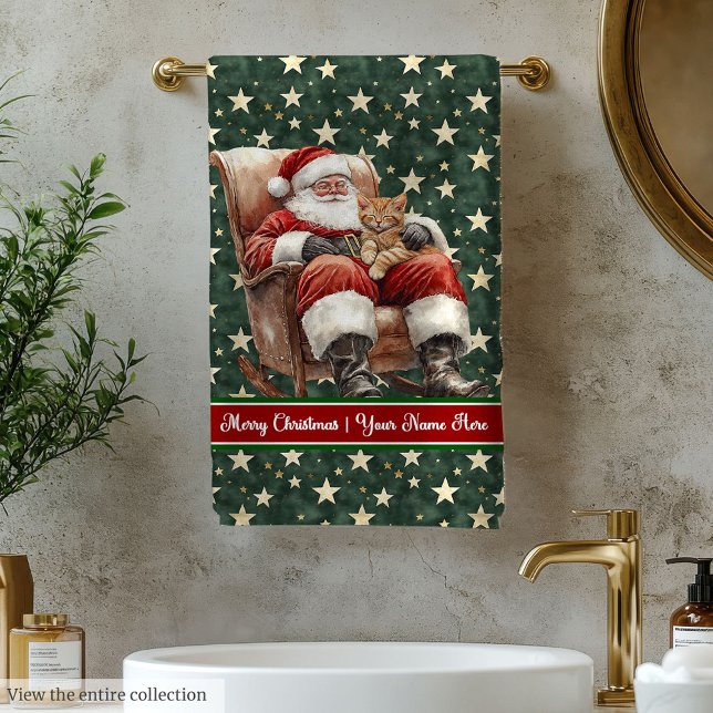 Toalhas Chic Santa Claus, Conjunto de Bandas de Natal (Chic Santa Claus Christmas Bath Towel Set)