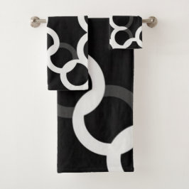Toalhas Círculos Infinitos Preto/Branco - Conjunto de Toal