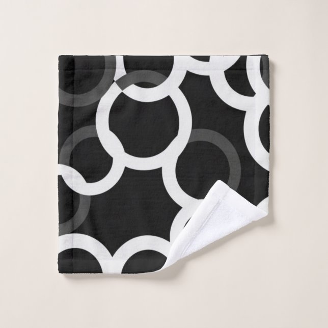 Toalhas Círculos Infinitos Preto/Branco - Conjunto de Toal (Pano de lavar)
