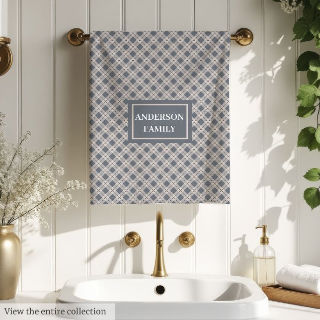 Toalhas Clássicas Cinza com Nome Personalizado Chi (Chic Custom Name Towels Classic Grey Aesthetic)