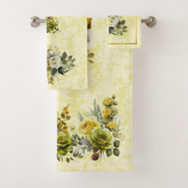 Toalhas Conjunto bonito de Torre Floral Amarelo