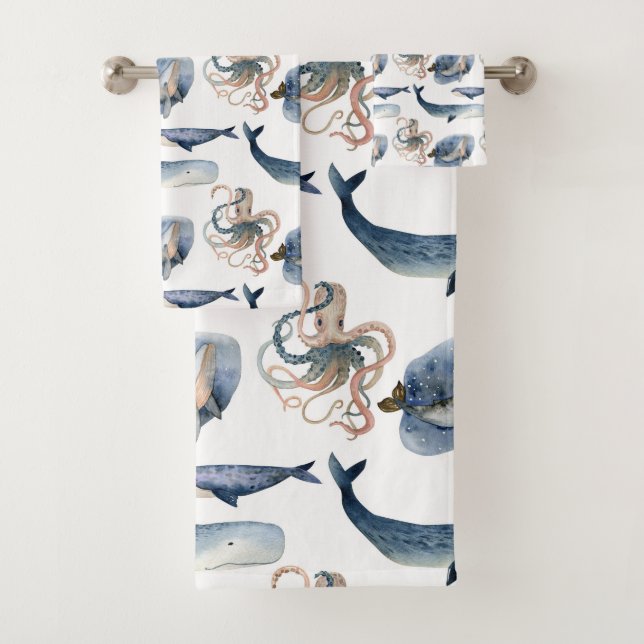 Toalhas Conjunto de Baleias/Topolas de Octopus Cura Aquosa (Insitu)