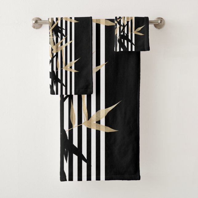 Toalhas Conjunto de bambu preto e branco elegante asiático (Insitu)